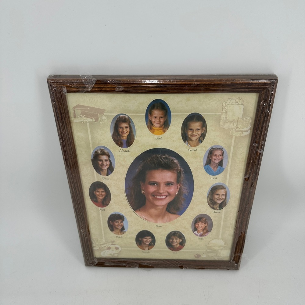 Vintage Style 11x14 School Years Picture Frame Wood Grain Multi Photo Display